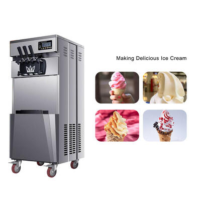 Máquina de hacer helados blandos verticales comerciales 3 sabores Máquina de servir leche congelada Máquina de hacer yogur para restaurante de café