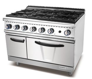 Cocina industrial que cocina la estufa de gas libre de la hornilla del equipo 6 con el horno