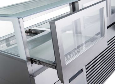 Gabinete de exhibición refrigerado industrial de ángulo recto de la torta del equipo de refrigeración
